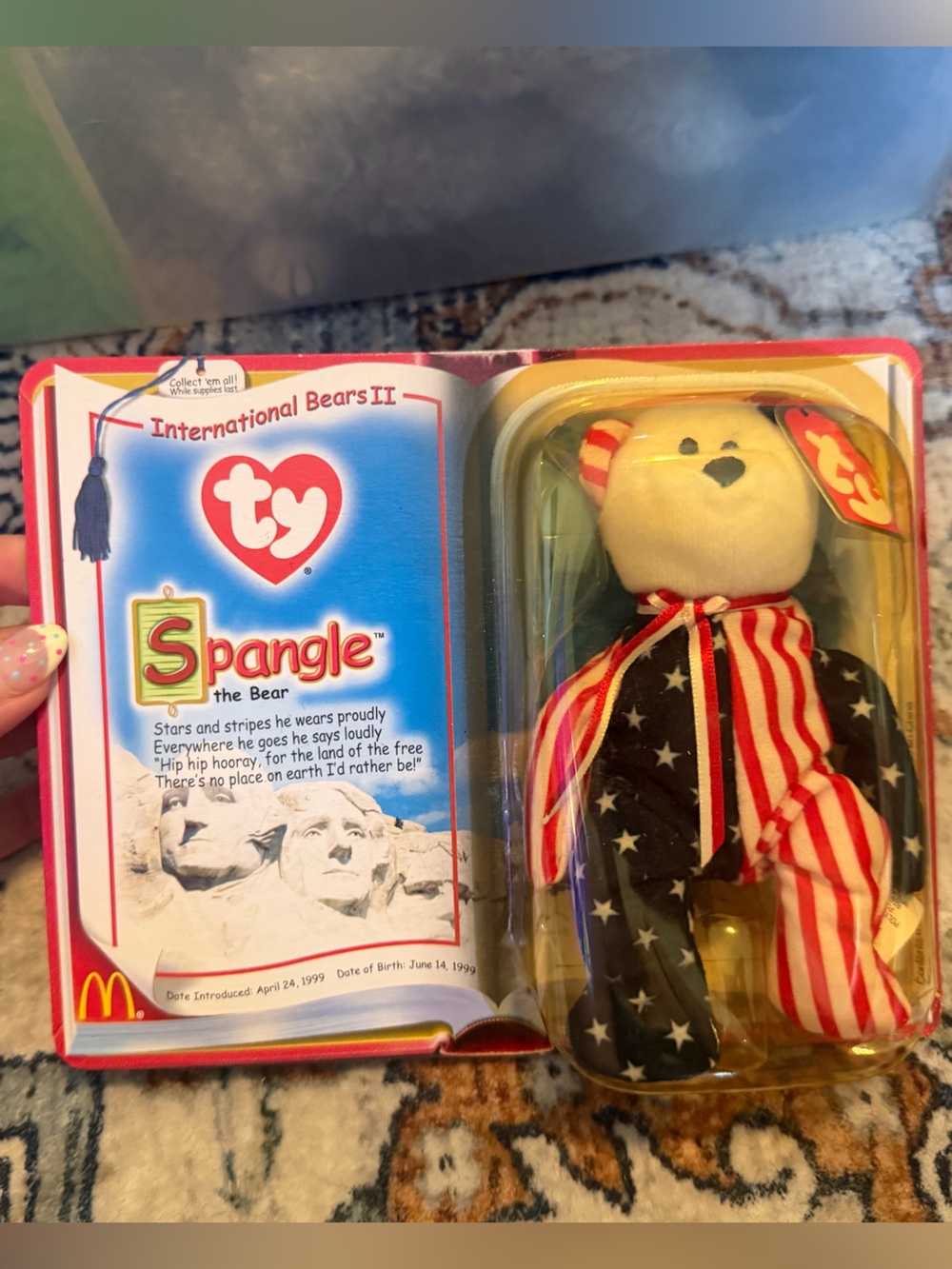 TY Beanie Baby - Rare Spangle The Bear - McDonalds 1999 New In Box Never Opene